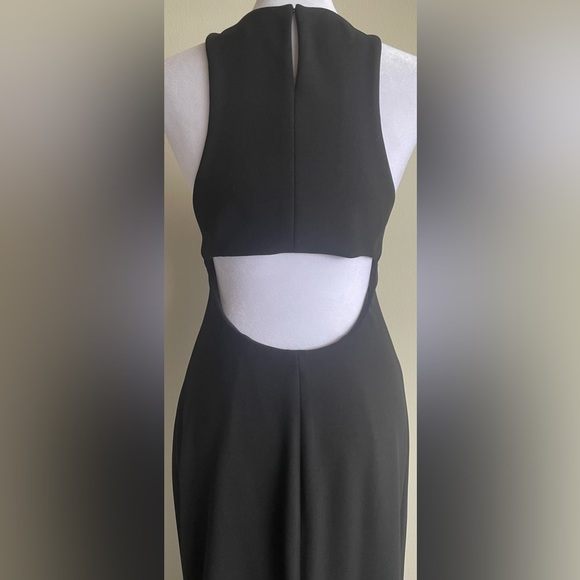 VERA WANG DRESS FRONT SLIT, OPEN BACK, SLEEVELESS GOWN, BLACK, SZ 10 - Picture 11 of 12
